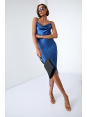 Fitted dress with indigo ruffles FG643 - Online store - Boutique